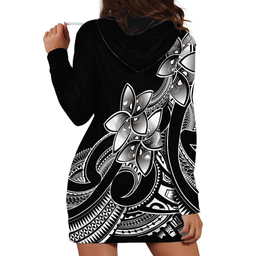 Polynesian Pride Plumeria Flowers Hoodie Dress Polynesian Tribal White Vibe - Wonder Print Shop