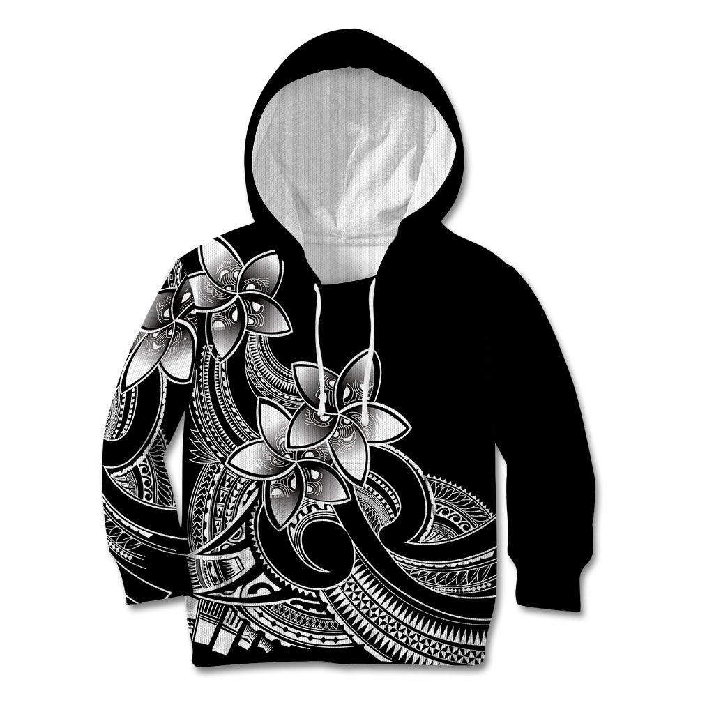 Polynesian Pride Plumeria Flowers Kid Hoodie Polynesian Tribal White Vibe - Wonder Print Shop