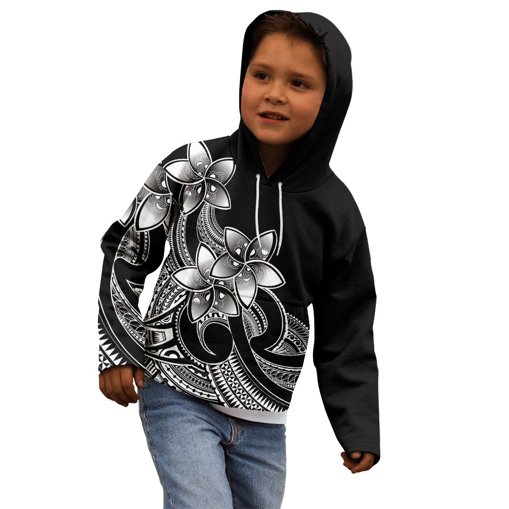 Polynesian Pride Plumeria Flowers Kid Hoodie Polynesian Tribal White Vibe - Wonder Print Shop