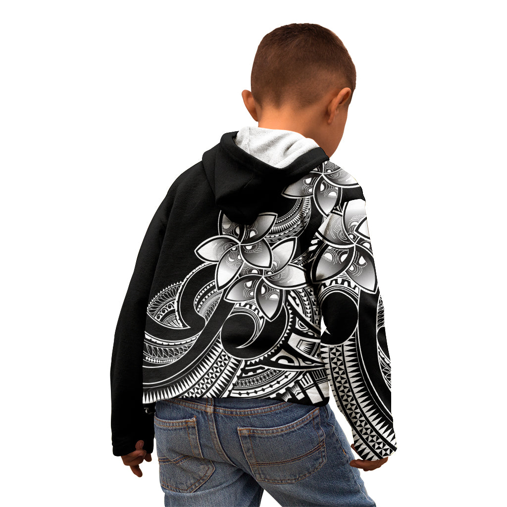 Polynesian Pride Plumeria Flowers Kid Hoodie Polynesian Tribal White Vibe - Wonder Print Shop