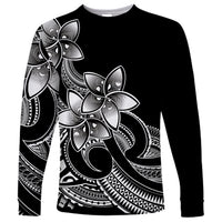 Polynesian Pride Plumeria Flowers Long Sleeve Shirt Polynesian Tribal White Vibe - Wonder Print Shop