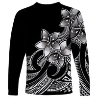 Polynesian Pride Plumeria Flowers Long Sleeve Shirt Polynesian Tribal White Vibe - Wonder Print Shop