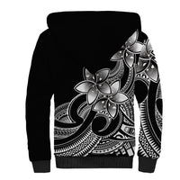 Polynesian Pride Plumeria Flowers Sherpa Hoodie Polynesian Tribal White Vibe - Wonder Print Shop