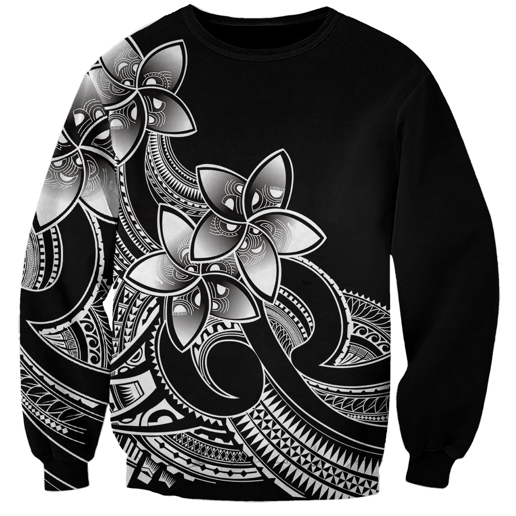 Polynesian Pride Plumeria Flowers Sweatshirt Polynesian Tribal White Vibe - Wonder Print Shop