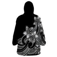 Polynesian Pride Plumeria Flowers Wearable Blanket Hoodie Polynesian Tribal White Vibe - Wonder Print Shop