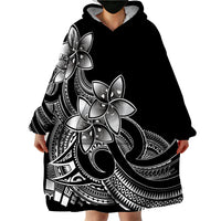 Polynesian Pride Plumeria Flowers Wearable Blanket Hoodie Polynesian Tribal White Vibe - Wonder Print Shop