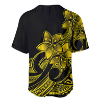 Polynesian Pride Plumeria Flowers Baseball Jersey Polynesian Tribal Yellow Vibe LT9 - Wonder Print Shop