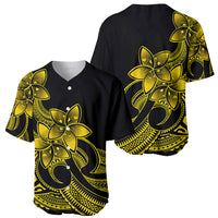 Polynesian Pride Plumeria Flowers Baseball Jersey Polynesian Tribal Yellow Vibe LT9 - Wonder Print Shop