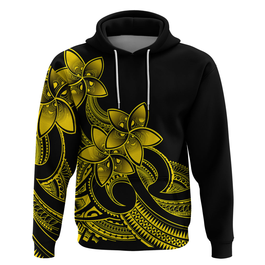 Polynesian Pride Plumeria Flowers Hoodie Polynesian Tribal Yellow Vibe - Wonder Print Shop