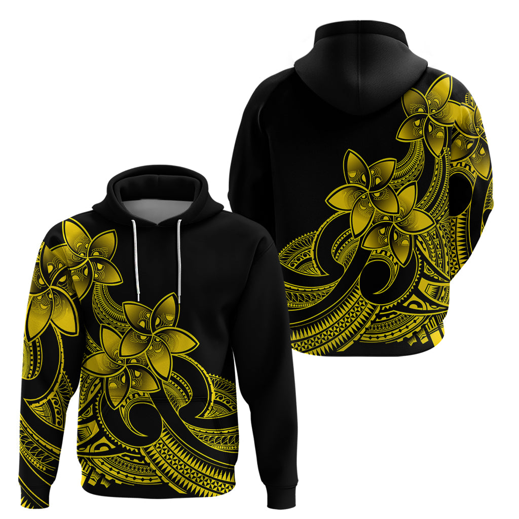 Polynesian Pride Plumeria Flowers Hoodie Polynesian Tribal Yellow Vibe - Wonder Print Shop