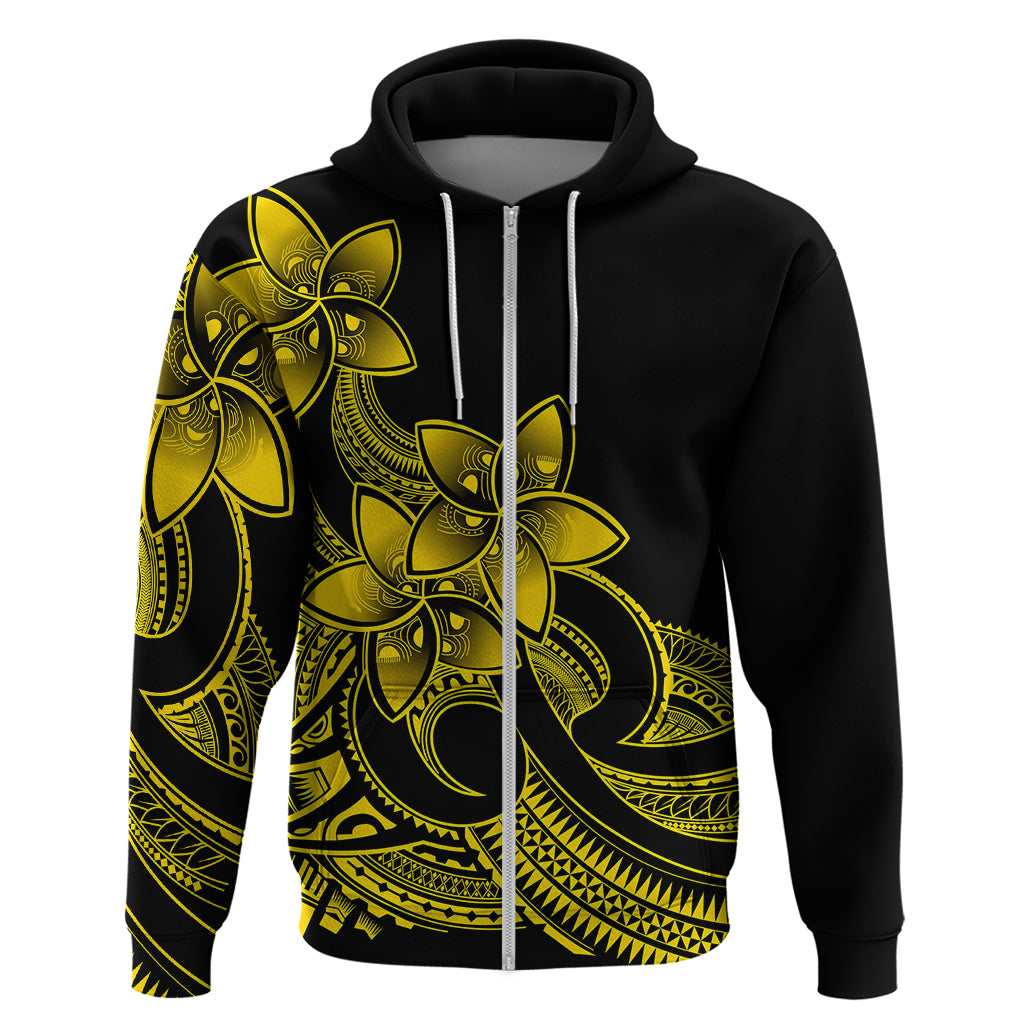 Polynesian Pride Plumeria Flowers Hoodie Polynesian Tribal Yellow Vibe - Wonder Print Shop