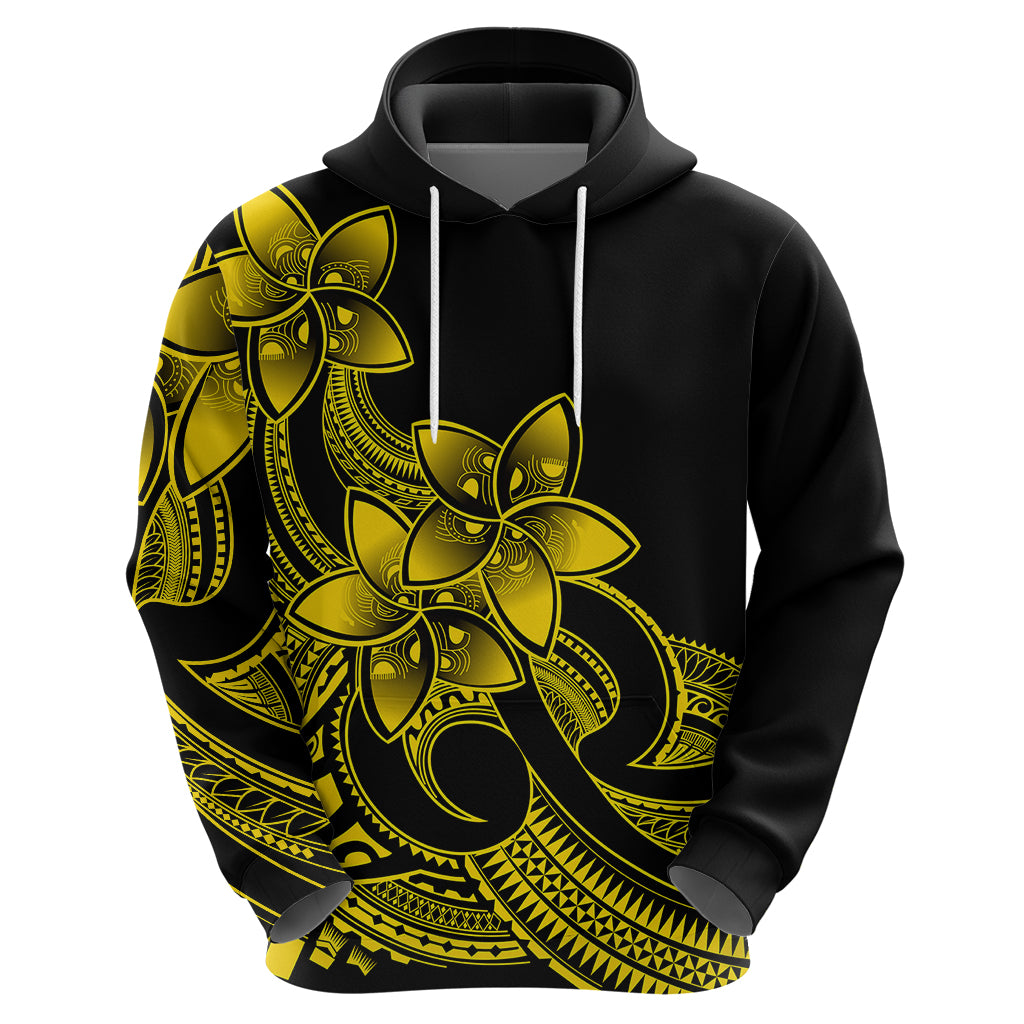 Polynesian Pride Plumeria Flowers Hoodie Polynesian Tribal Yellow Vibe - Wonder Print Shop