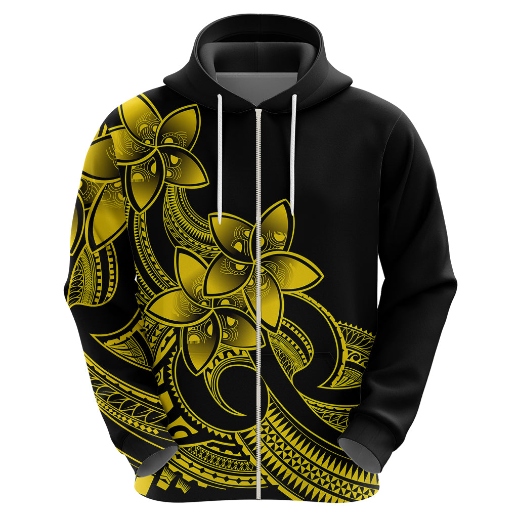 Polynesian Pride Plumeria Flowers Hoodie Polynesian Tribal Yellow Vibe - Wonder Print Shop