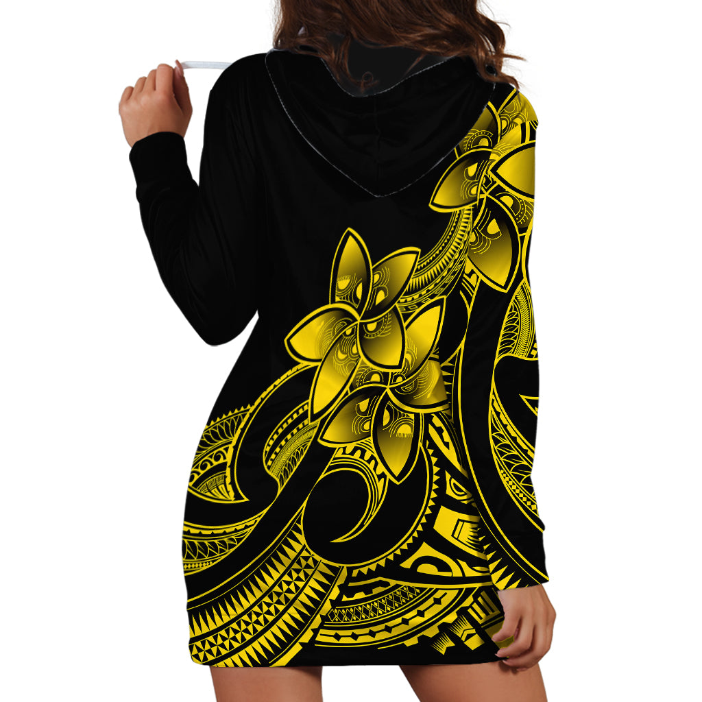 Polynesian Pride Plumeria Flowers Hoodie Dress Polynesian Tribal Yellow Vibe - Wonder Print Shop