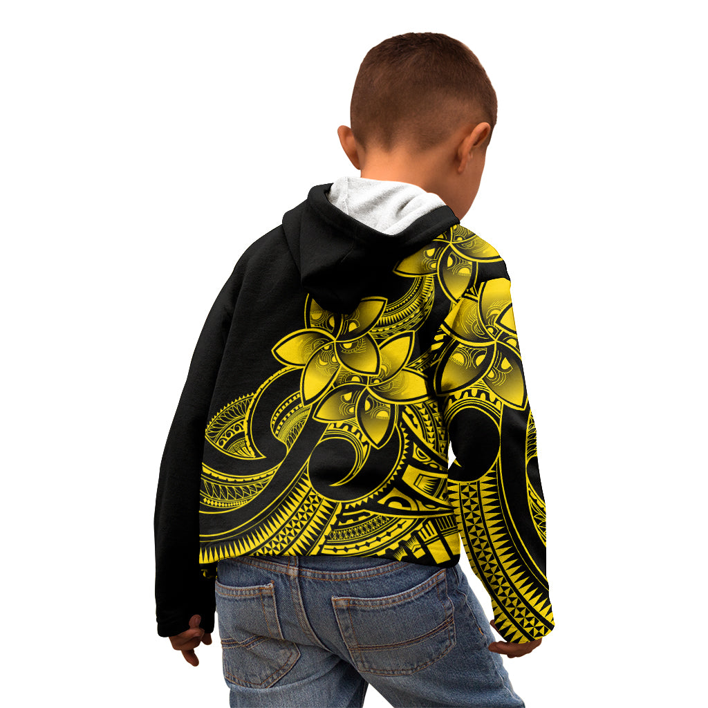 Polynesian Pride Plumeria Flowers Kid Hoodie Polynesian Tribal Yellow Vibe - Wonder Print Shop