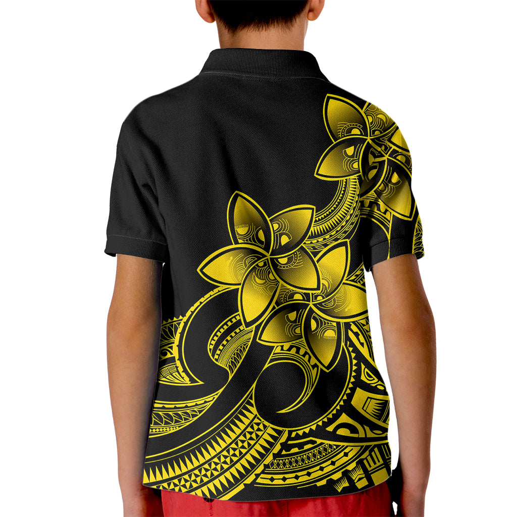 Polynesian Pride Plumeria Flowers Kid Polo Shirt Polynesian Tribal Yellow Vibe - Wonder Print Shop