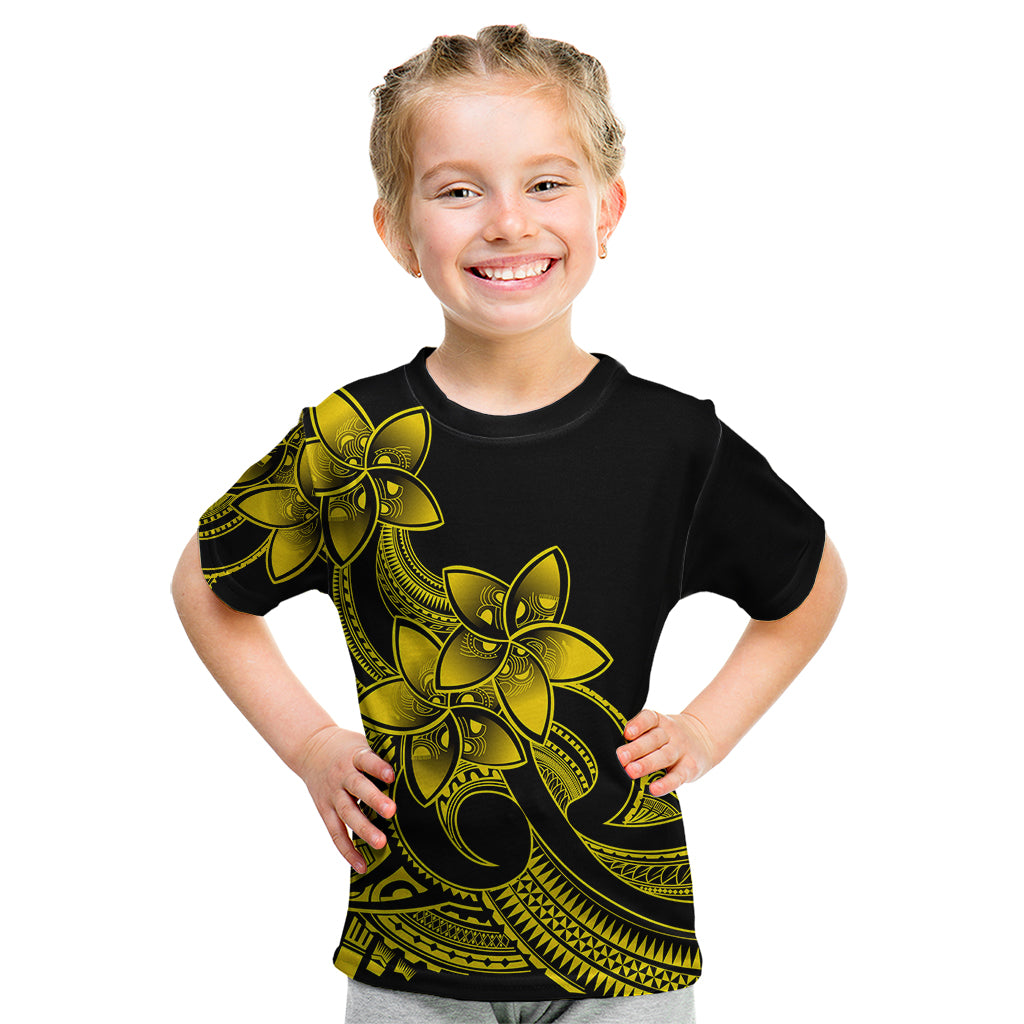 Polynesian Pride Plumeria Flowers Kid T Shirt Polynesian Tribal Yellow Vibe - Wonder Print Shop
