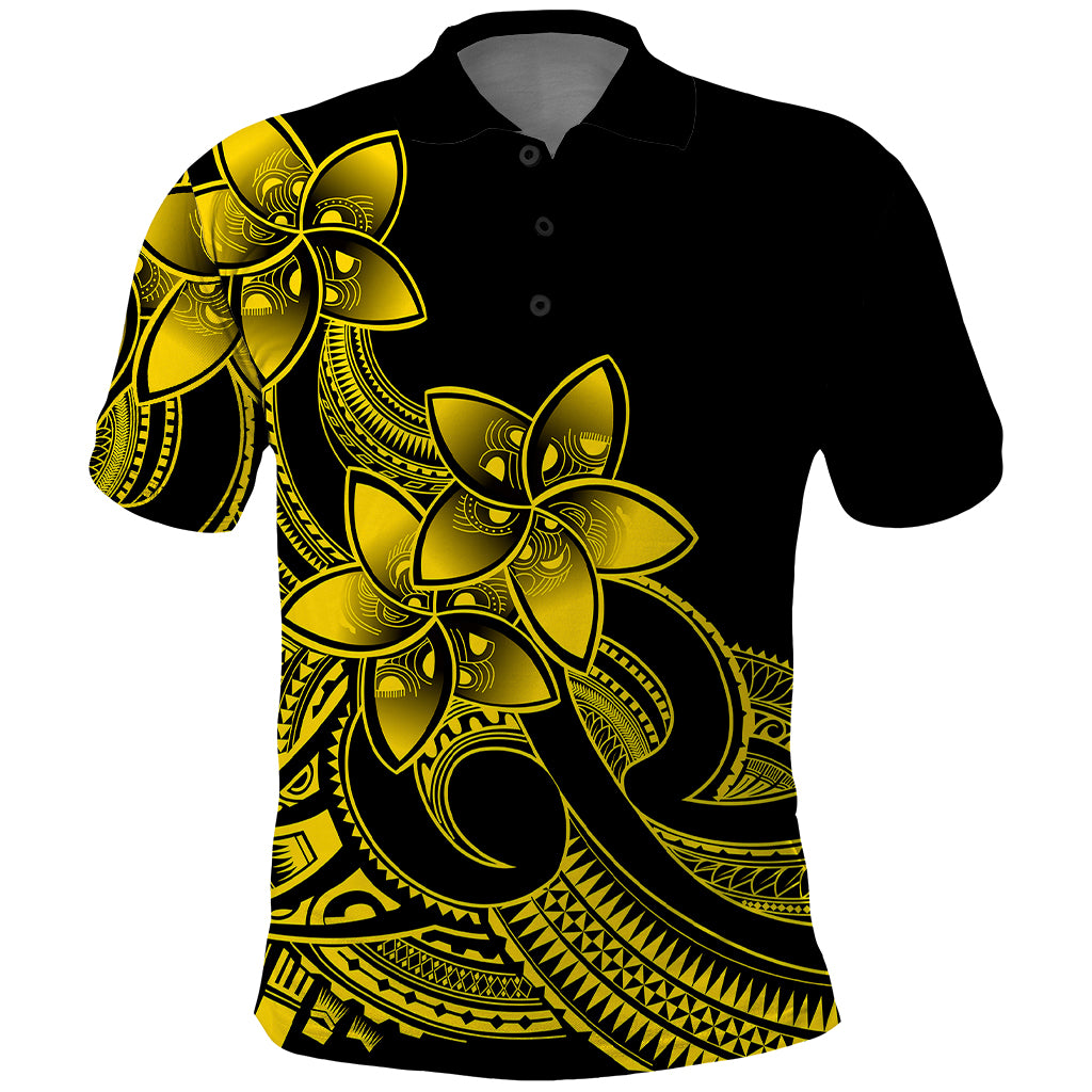 Polynesian Pride Plumeria Flowers Polo Shirt Polynesian Tribal Yellow Vibe - Wonder Print Shop