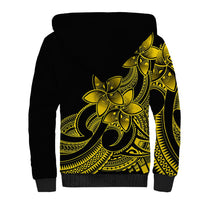 Polynesian Pride Plumeria Flowers Sherpa Hoodie Polynesian Tribal Yellow Vibe - Wonder Print Shop