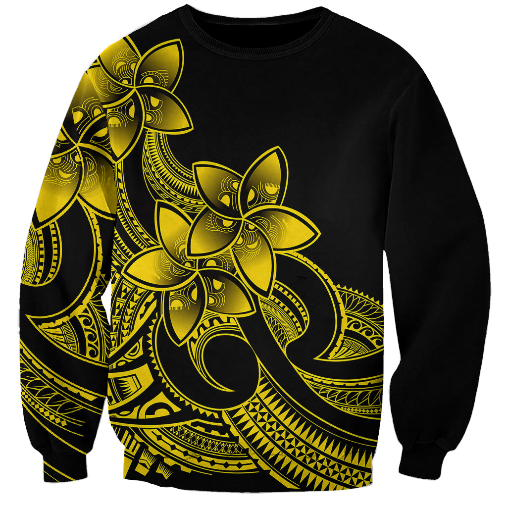 Polynesian Pride Plumeria Flowers Sweatshirt Polynesian Tribal Yellow Vibe - Wonder Print Shop