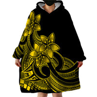Polynesian Pride Plumeria Flowers Wearable Blanket Hoodie Polynesian Tribal Yellow Vibe - Wonder Print Shop