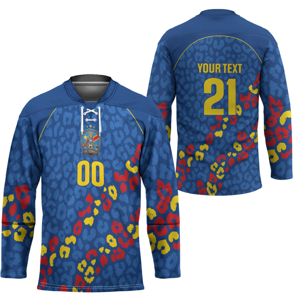 DR Congo Kopo ya Mokili Custom Hockey Jersey Kuba Kingdom Pattern Edition