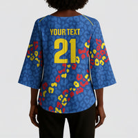 DR Congo Kopo ya Mokili Custom Kimono Sleeve Blouse Kuba Kingdom Pattern Edition