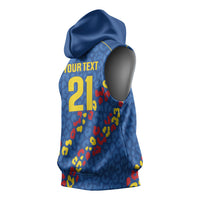 DR Congo Kopo ya Mokili Custom Sleeveless Hoodie Kuba Kingdom Pattern Edition