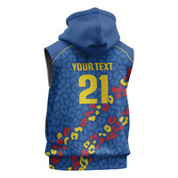 DR Congo Kopo ya Mokili Custom Sleeveless Zip Hoodie Kuba Kingdom Pattern Edition