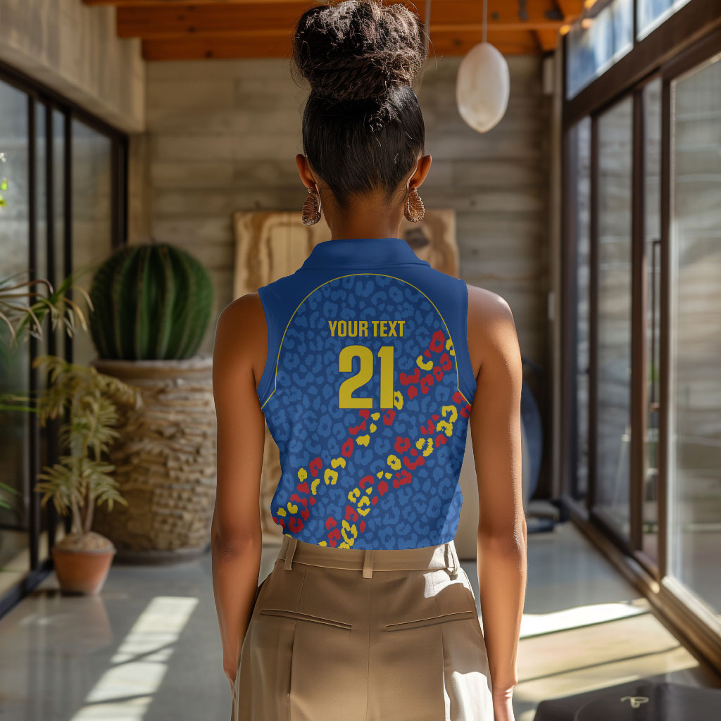 DR Congo Kopo ya Mokili Custom Women Sleeveless Polo Shirt Kuba Kingdom Pattern Edition