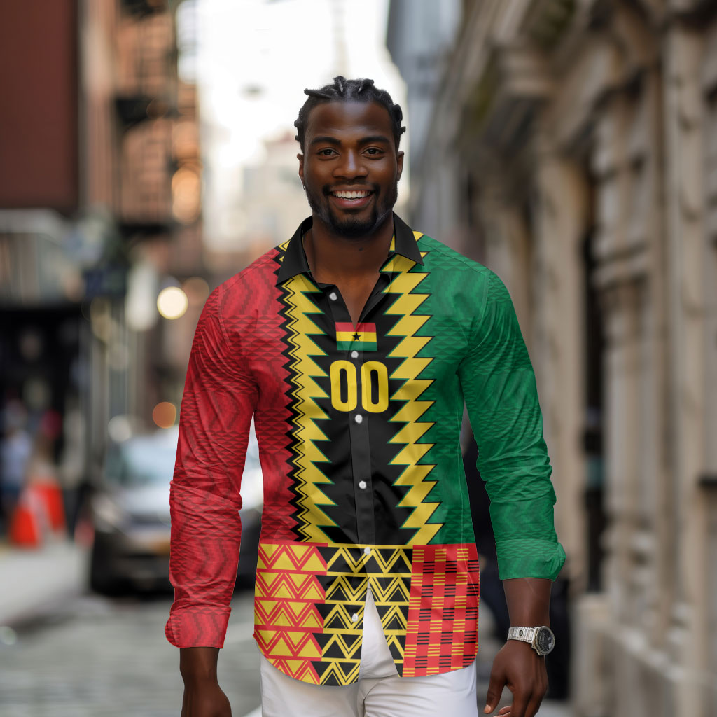 Ghana Wiase Kuruwa Custom Long Sleeve Button Shirt Kente Pride Edition