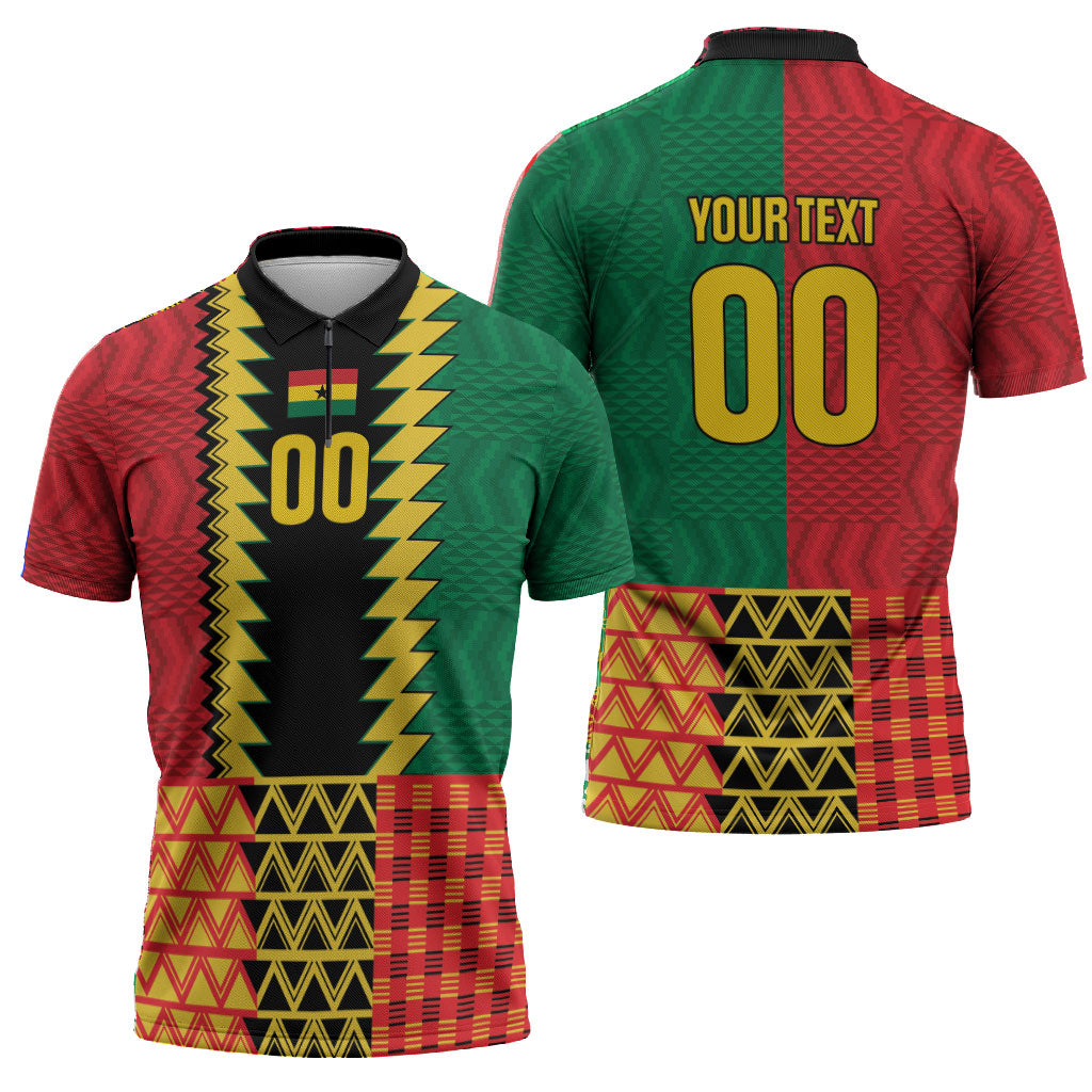 Ghana Wiase Kuruwa Custom Zipper Polo Shirt Kente Pride Edition