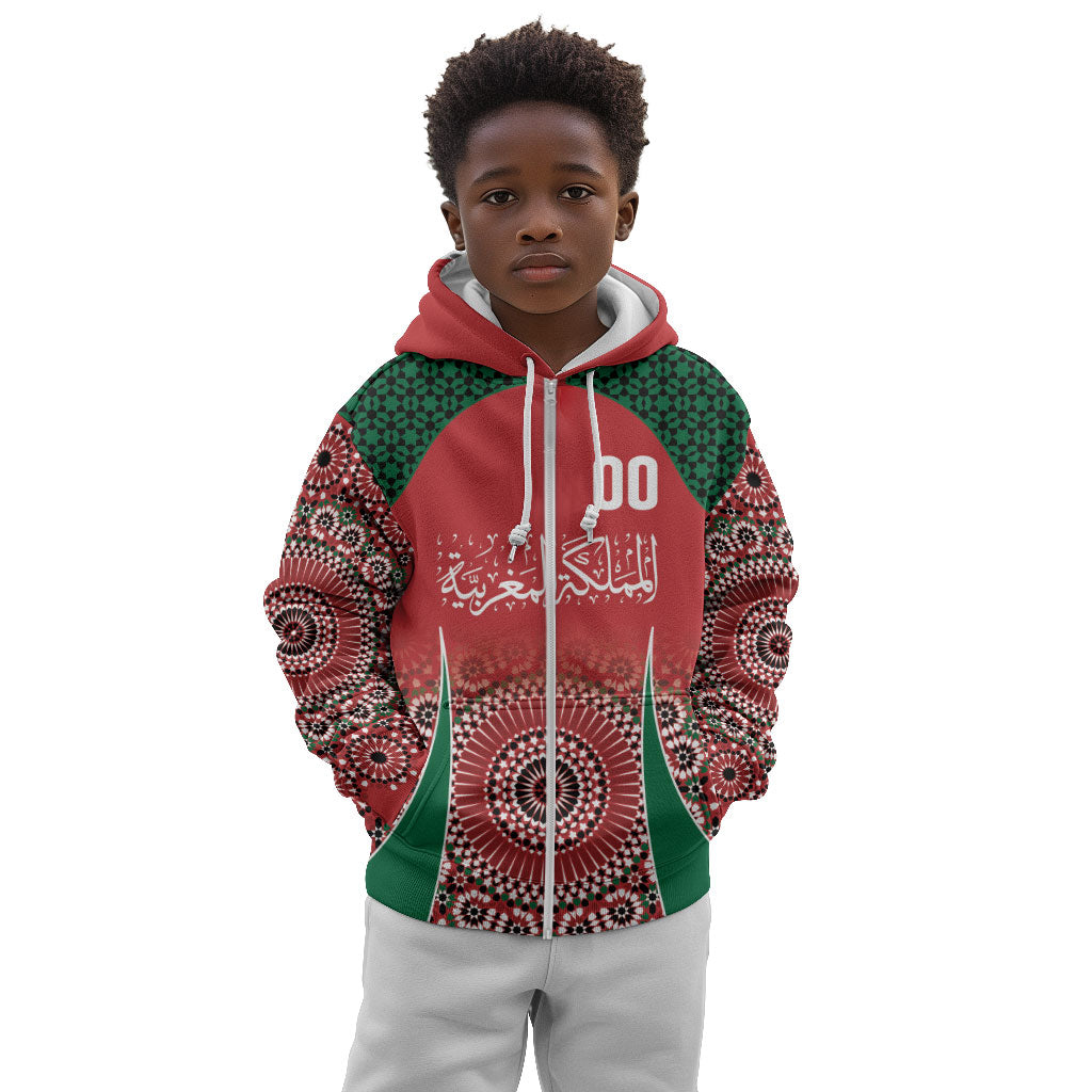 Morocco Yalla Vamos 2026 Custom Kid Hoodie Zellige Mosaic Edition