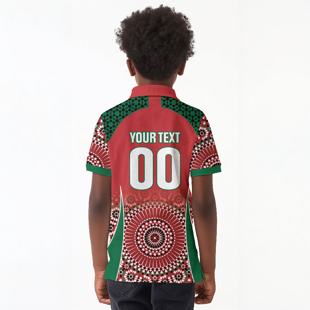 Morocco Yalla Vamos 2026 Custom Kid Polo Shirt Zellige Mosaic Edition