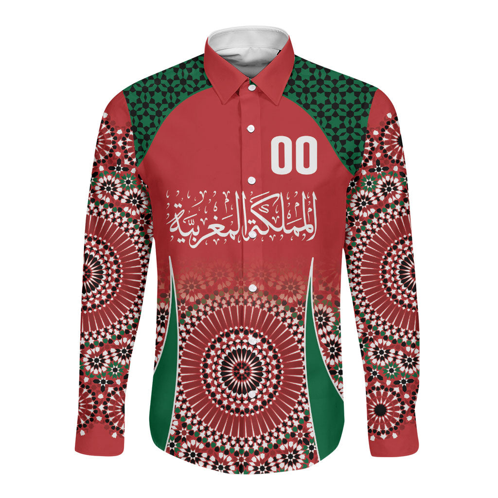 Morocco Yalla Vamos 2026 Custom Long Sleeve Button Shirt Zellige Mosaic Edition