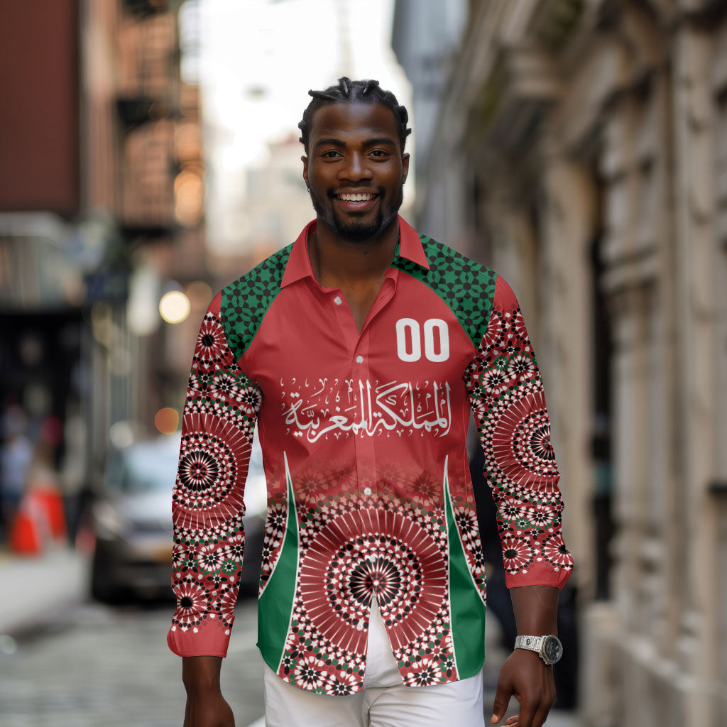 Morocco Yalla Vamos 2026 Custom Long Sleeve Button Shirt Zellige Mosaic Edition