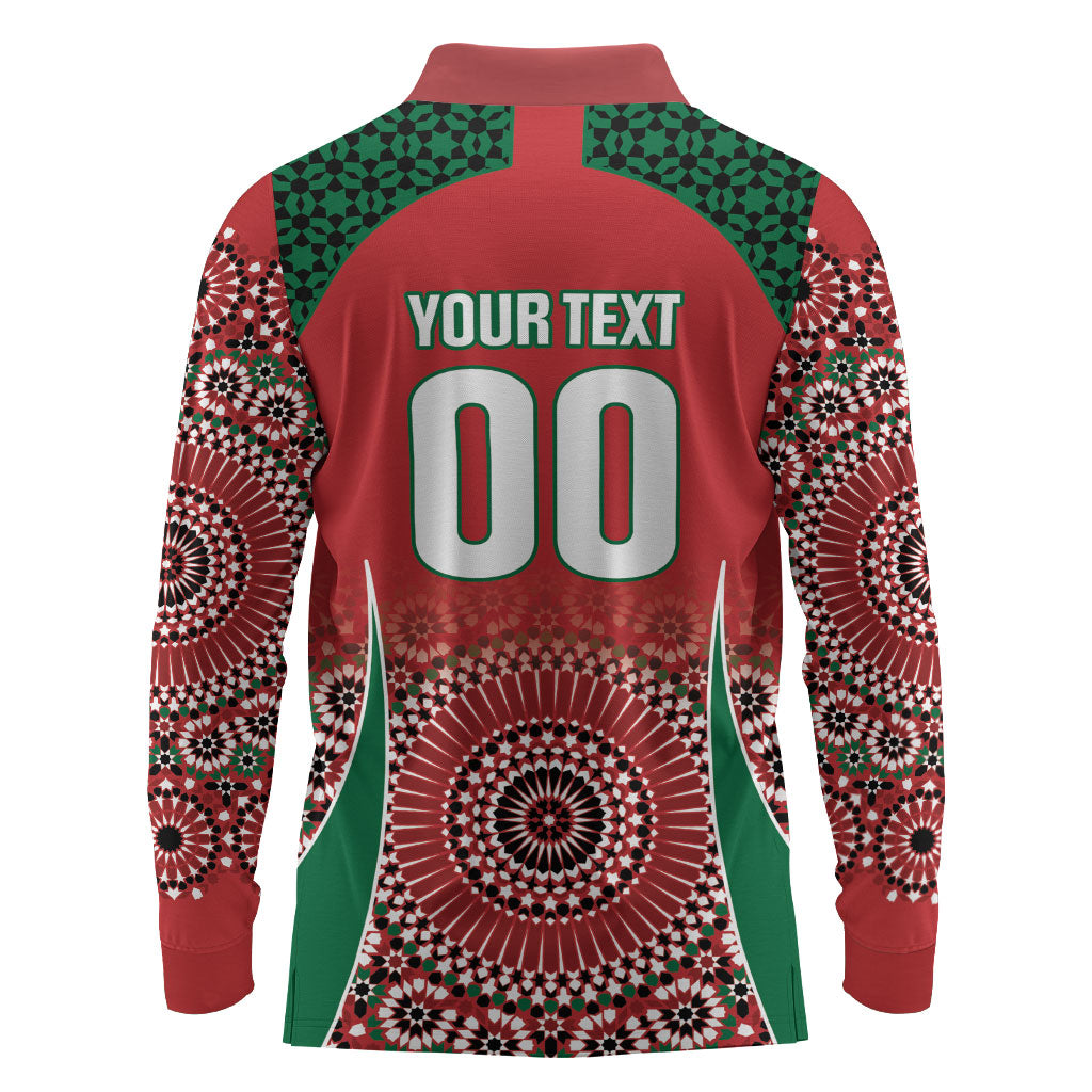 Morocco Yalla Vamos 2026 Custom Long Sleeve Polo Shirt Zellige Mosaic Edition