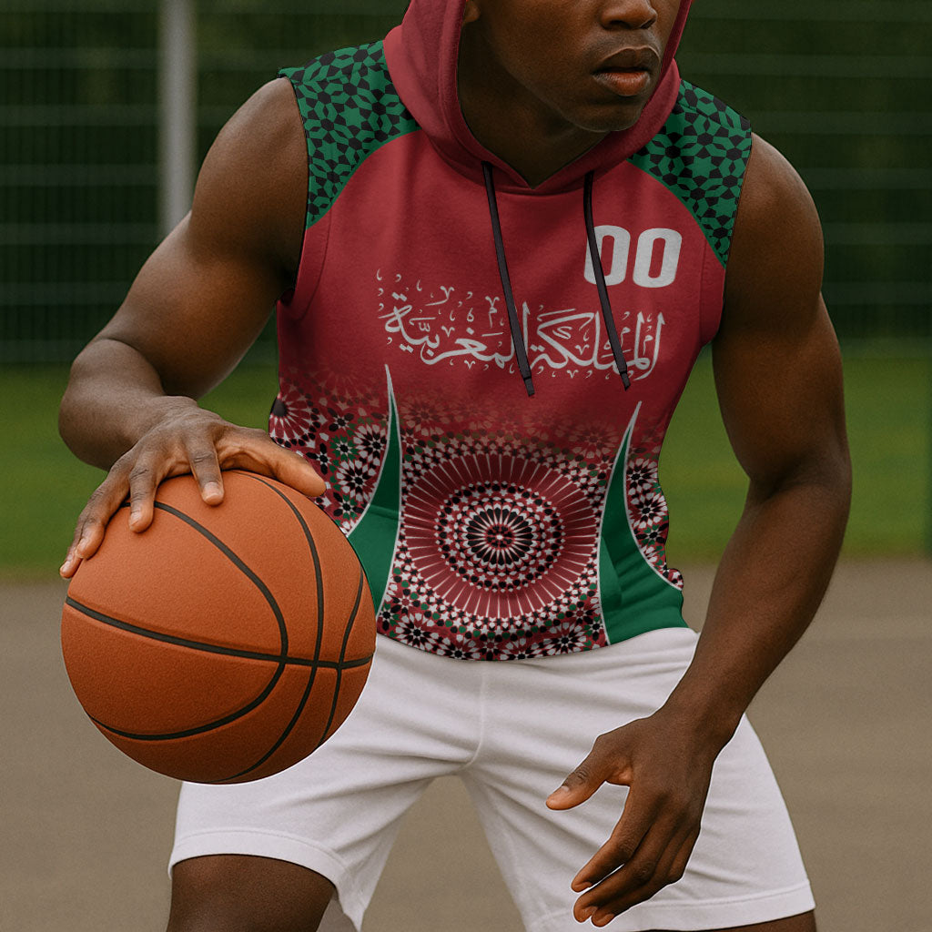 Morocco Yalla Vamos 2026 Custom Sleeveless Hoodie Zellige Mosaic Edition