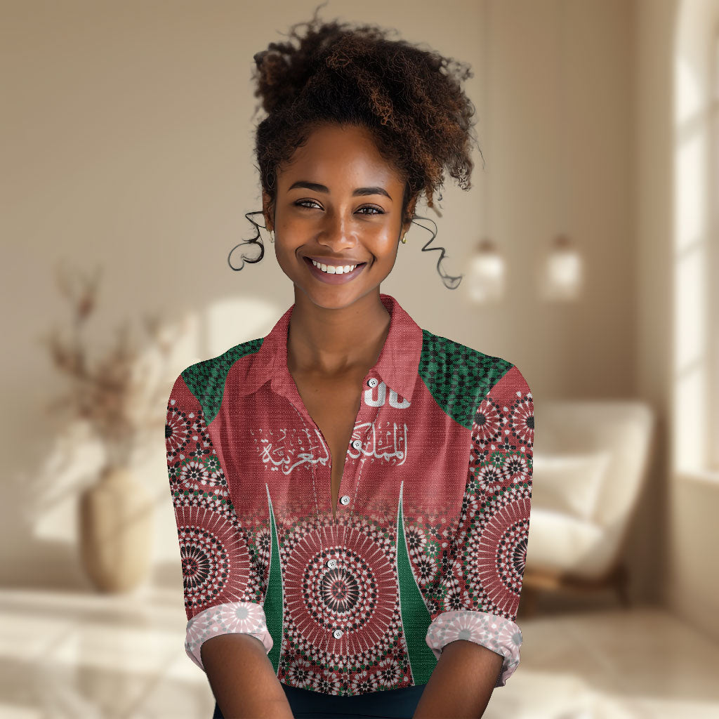 Morocco Yalla Vamos 2026 Custom Women Casual Shirt Zellige Mosaic Edition
