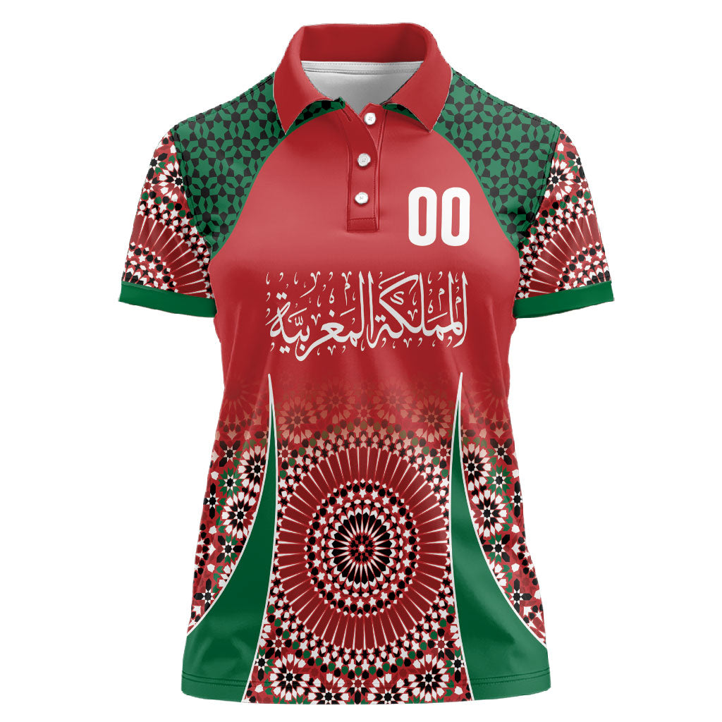 Morocco Yalla Vamos 2026 Custom Women Polo Shirt Zellige Mosaic Edition