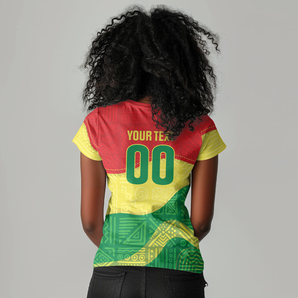 Senegal Kappu Adduna Custom Women V-Neck T-Shirt Teranga Textile Edition