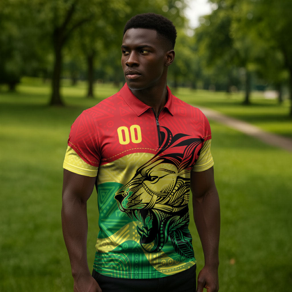 Senegal Kappu Adduna Custom Zipper Polo Shirt Teranga Textile Edition