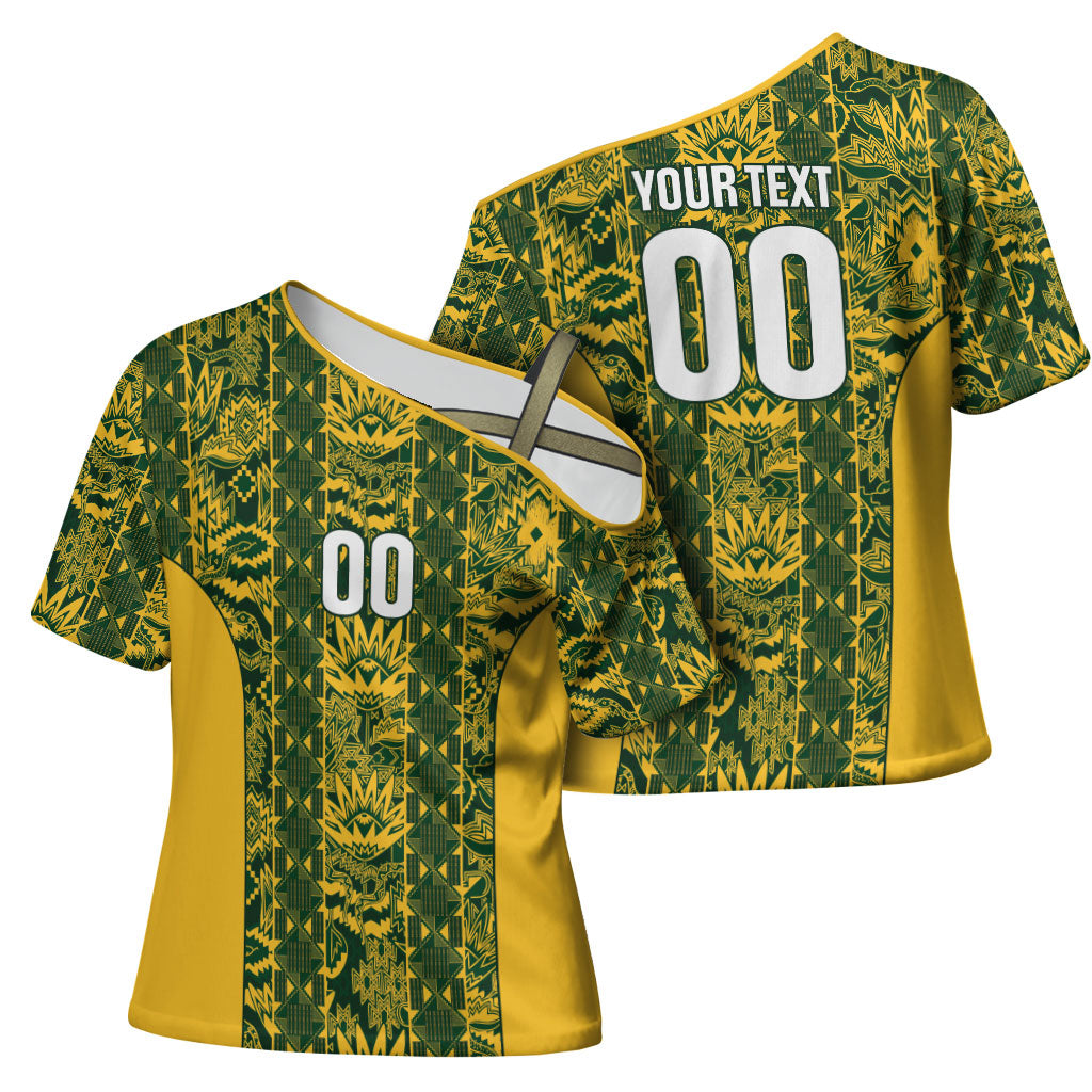 South Africa Indebe Yomhlaba Custom Cross Shoulder Shirt Ndebele Art Gold Edition