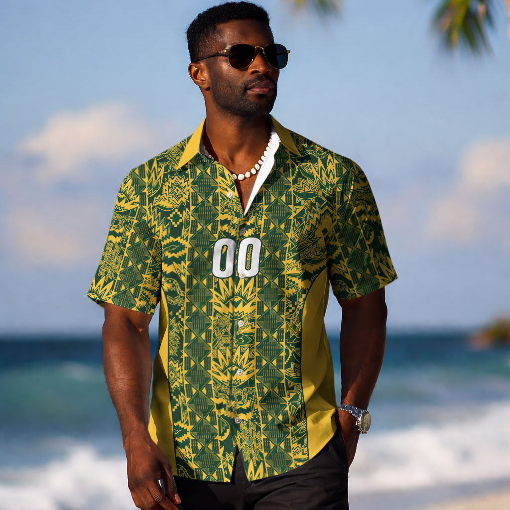 South Africa Indebe Yomhlaba Custom Hawaiian Shirt Ndebele Art Gold Edition LT9