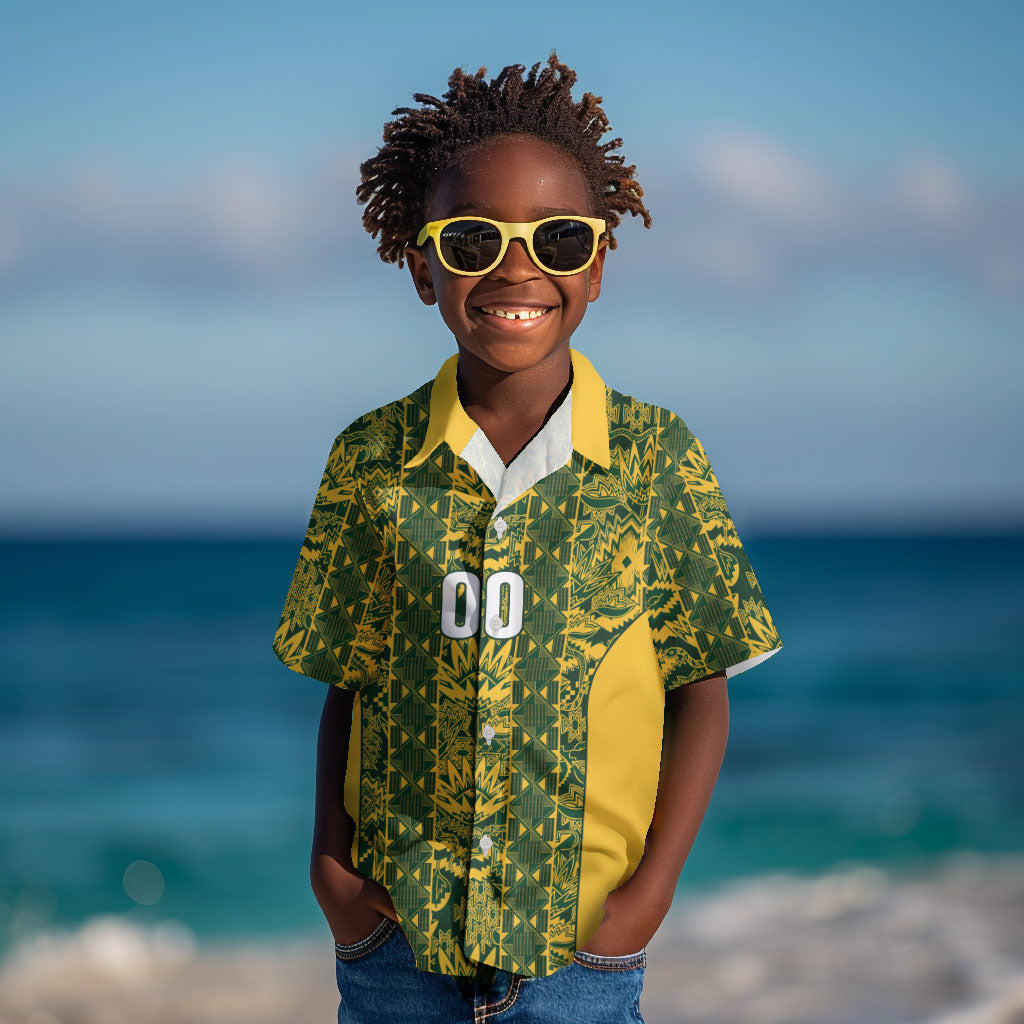 South Africa Indebe Yomhlaba Custom Kid Hawaiian Shirt Ndebele Art Gold Edition