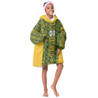 South Africa Indebe Yomhlaba Custom Kid Wearable Blanket Hoodie Ndebele Art Gold Edition