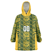 South Africa Indebe Yomhlaba Custom Kid Wearable Blanket Hoodie Ndebele Art Gold Edition