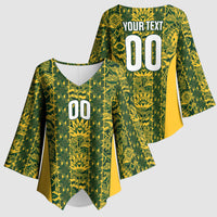 South Africa Indebe Yomhlaba Custom Kimono Sleeve Blouse Ndebele Art Gold Edition