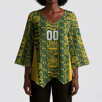 South Africa Indebe Yomhlaba Custom Kimono Sleeve Blouse Ndebele Art Gold Edition