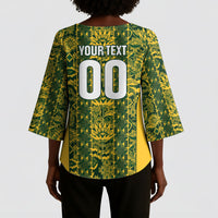 South Africa Indebe Yomhlaba Custom Kimono Sleeve Blouse Ndebele Art Gold Edition